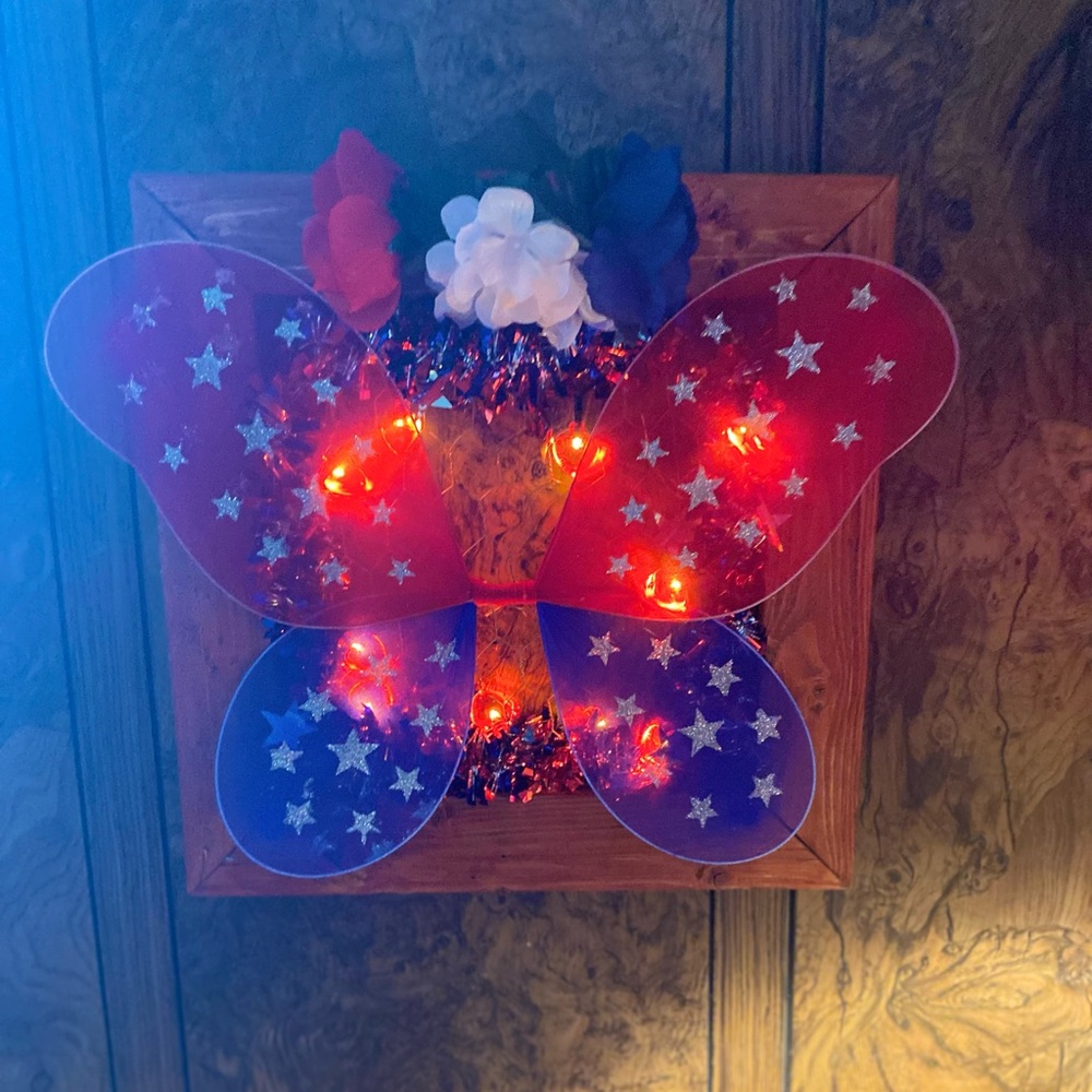 Light up decor, red white and blue decor, home decor